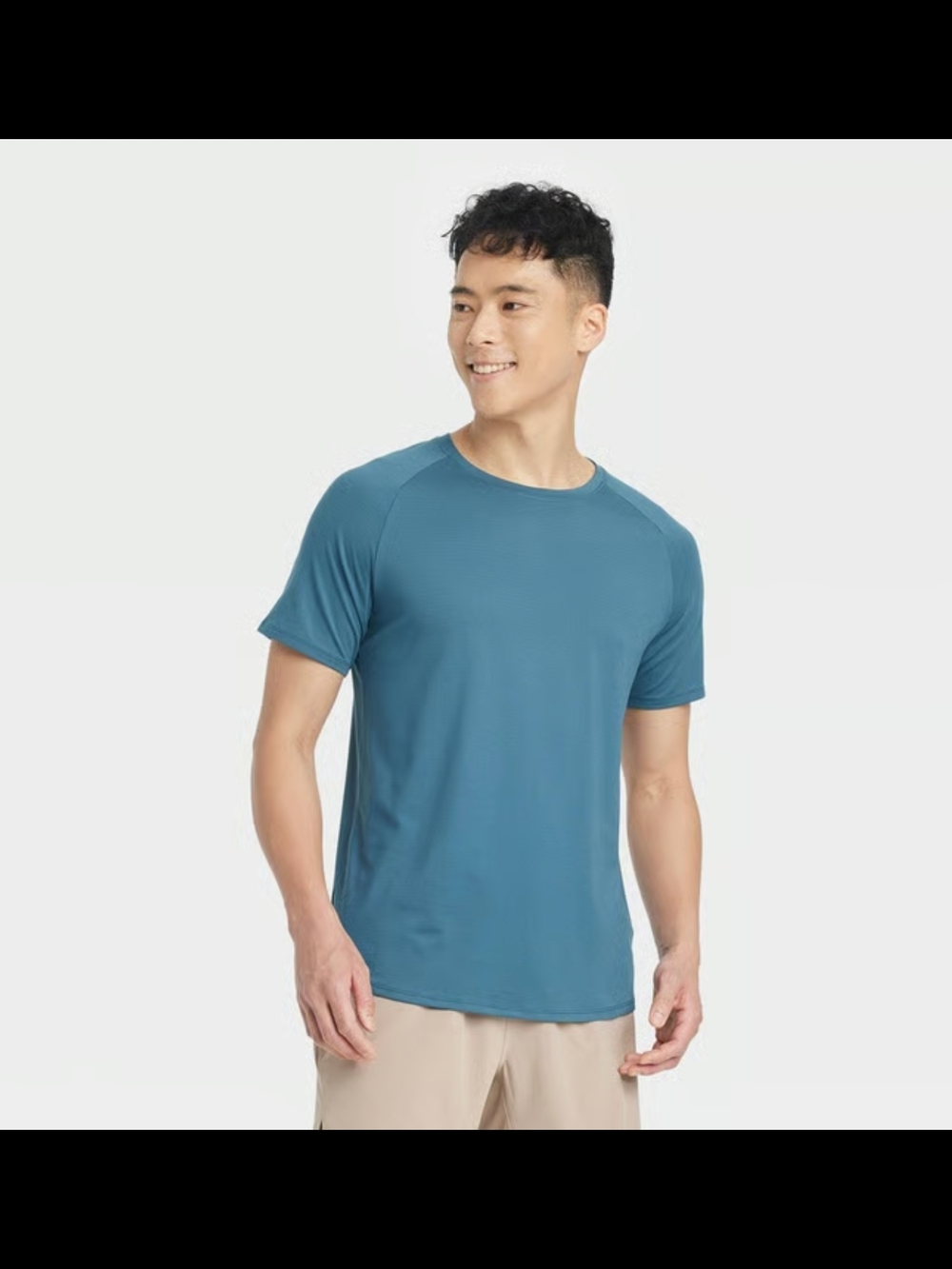 Men's Linear Mesh Raglan T-Shirt - All In Motion Dark Blue S: Recycled Polyester